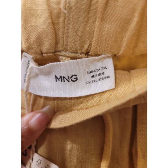 Mango Linen Jogger Trousers Yellow - Picture 6 of 10
